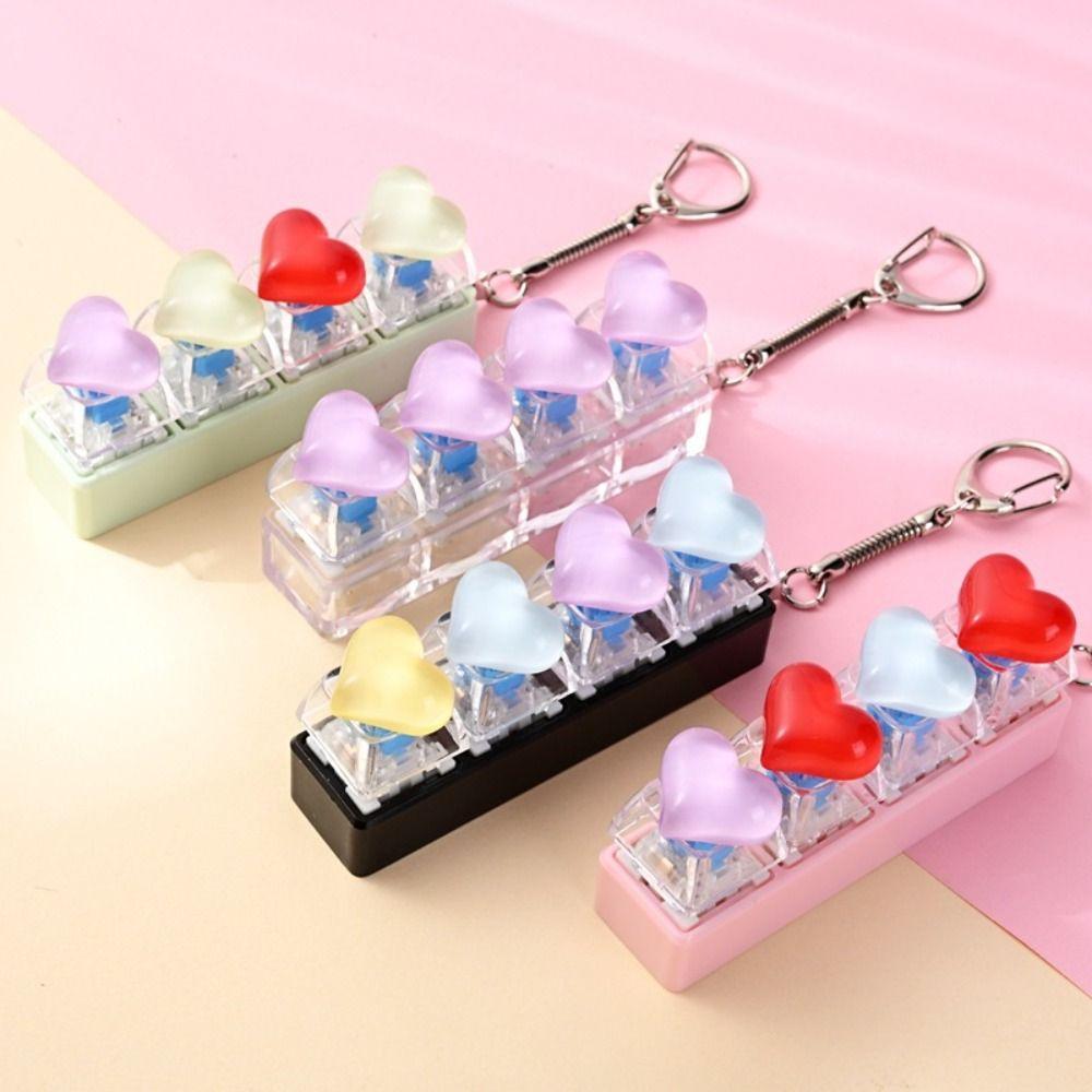 4 Knoppen Klikbare Knop Fidget Speelgoed Decompressie Fidget Sleutelhanger Tas Hanger