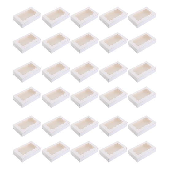 30Pcs Kraft Bakery Box with Clear Window Food Grade BPA Free Multipurpose Bakery Candy Box Pastry Display Case