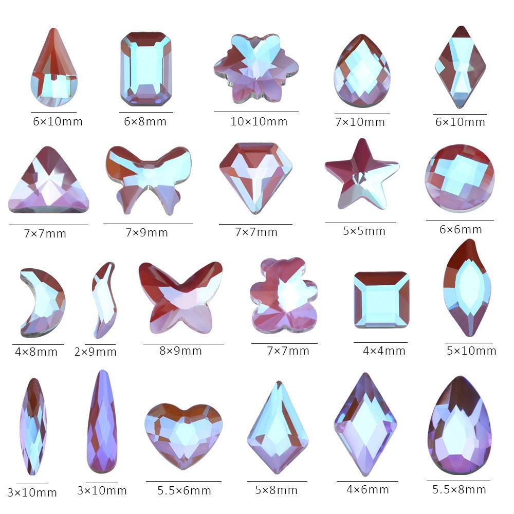 Aurora Phantom Purple Nail Art Flat Bottom Special-Shaped Diamond Diy Manicure Nail Decoration Nail Art Jewelry