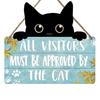 Yousheng Cat Shaped Welcome Sign, Durable Wooden, Waterproof Moisture-Proof Hanging Sign, for Front Door Rustic Farmhouse Porch Decoration