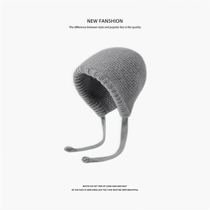 Wool blended wool hat women's winter plush retro warm ear protection big head circumference cold hat headgear knitted hat