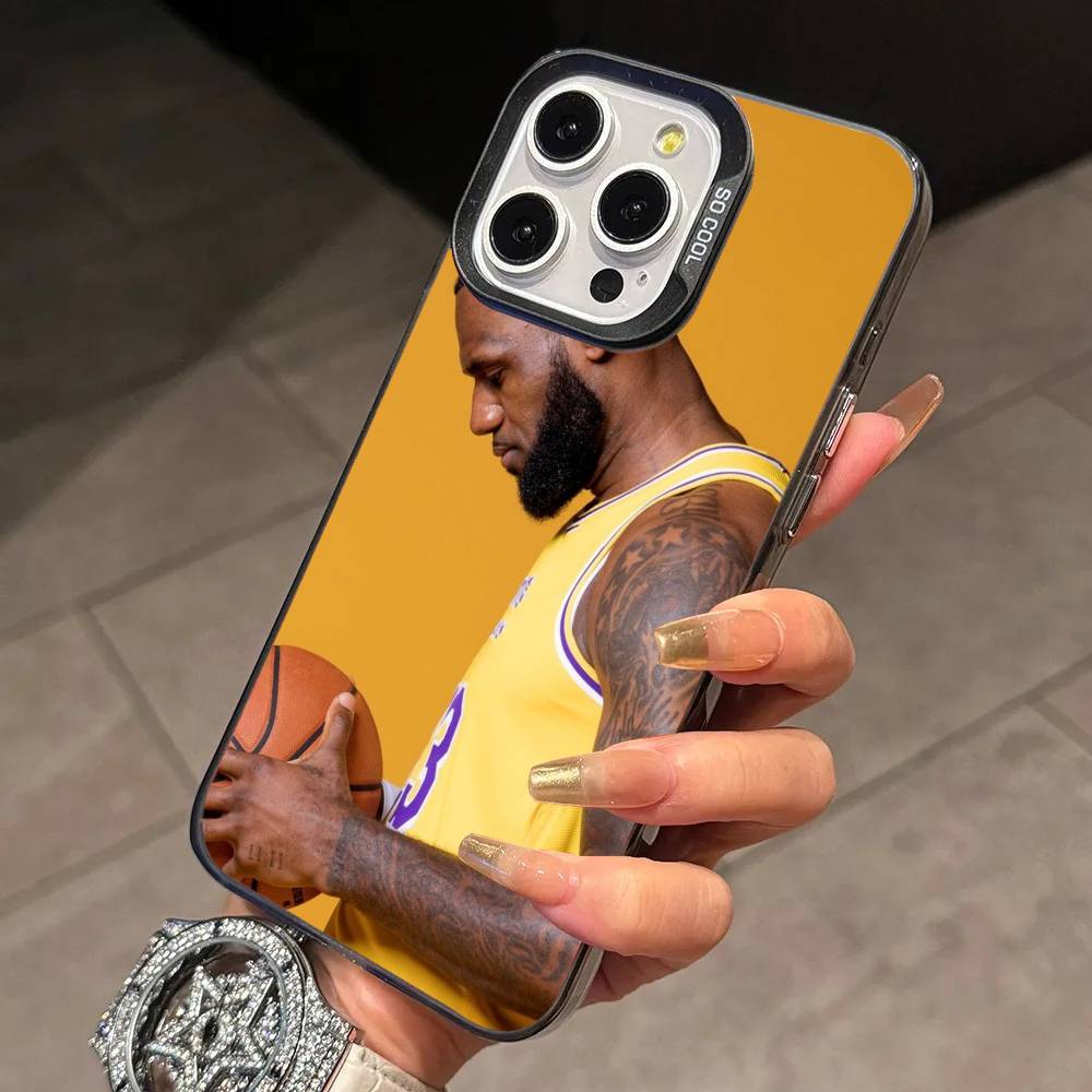Basketball L-Lebron James  Phone Case For iPhone 17,16,15,14,13,12,11 Plus,Pro Max,XS,Colorful Silver Phone Case Funda Cover