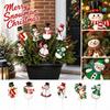 Christmas Yard Decoration Stakes with Snowman and Christmas Tree Design, Outdoor Sign Insert for Holiday Festive Display