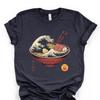 Retro Ramen Schüssel T-Shirt und Kinder T-Shirt, Japanisches Wellenkunst Tee, Anime Streetwear Shirt und Kinder T-Shirt