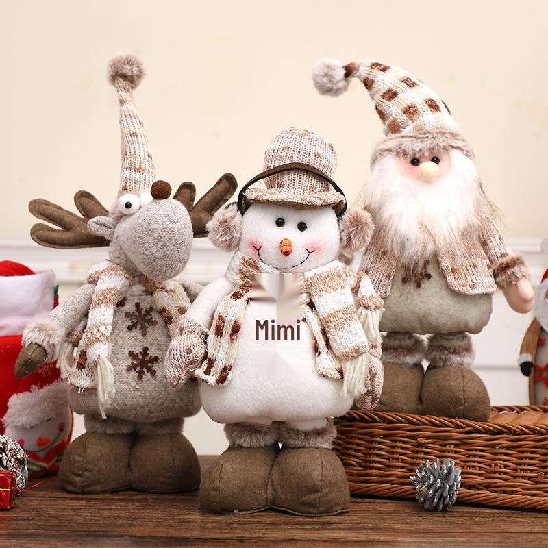 Christmas Snowman Doll with Retractable Legs – Warm Brown Knit Design