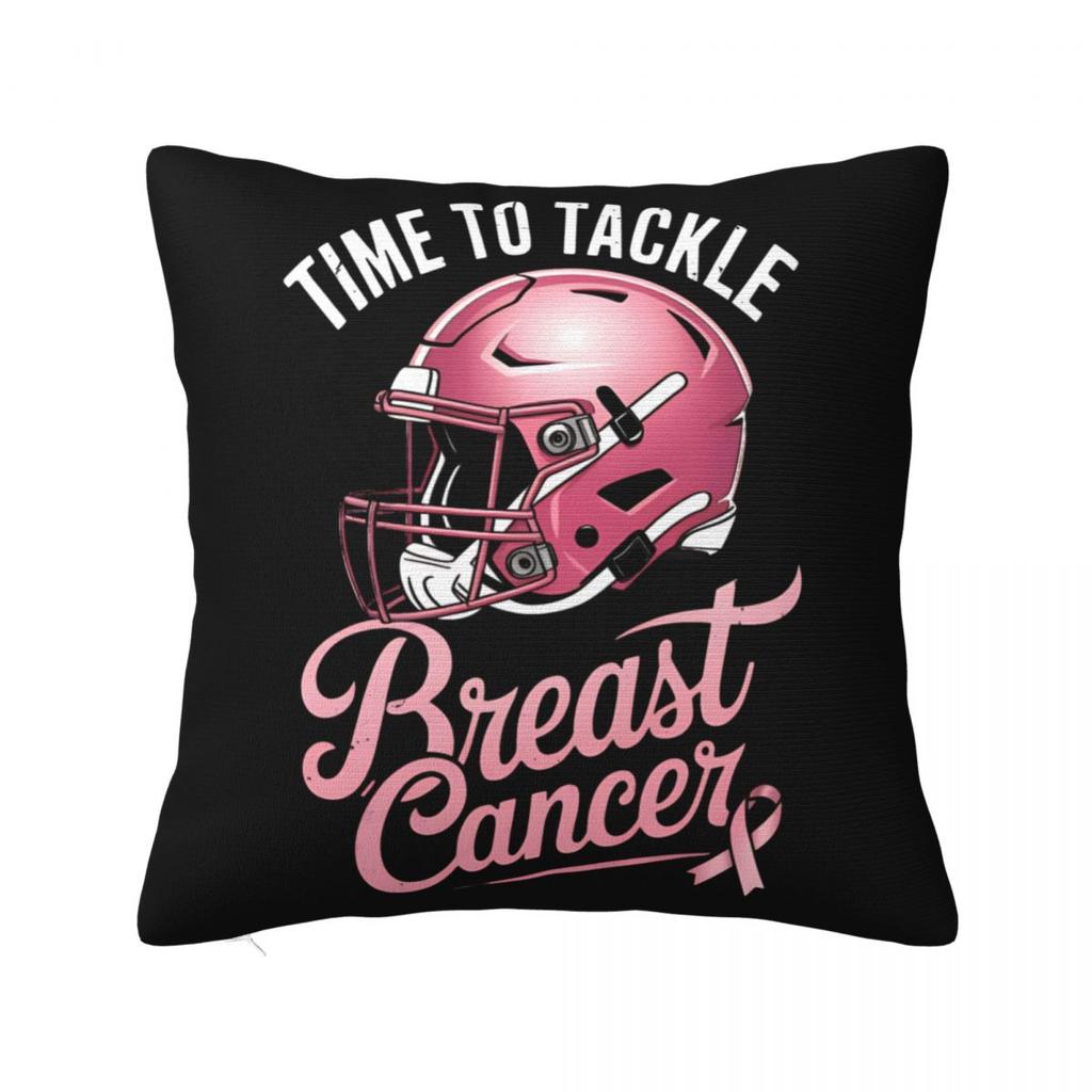 Breast Cancer Pillow Case Cushion Cover Vintage Zippered Decor Pillowcase for Home 40x40cm