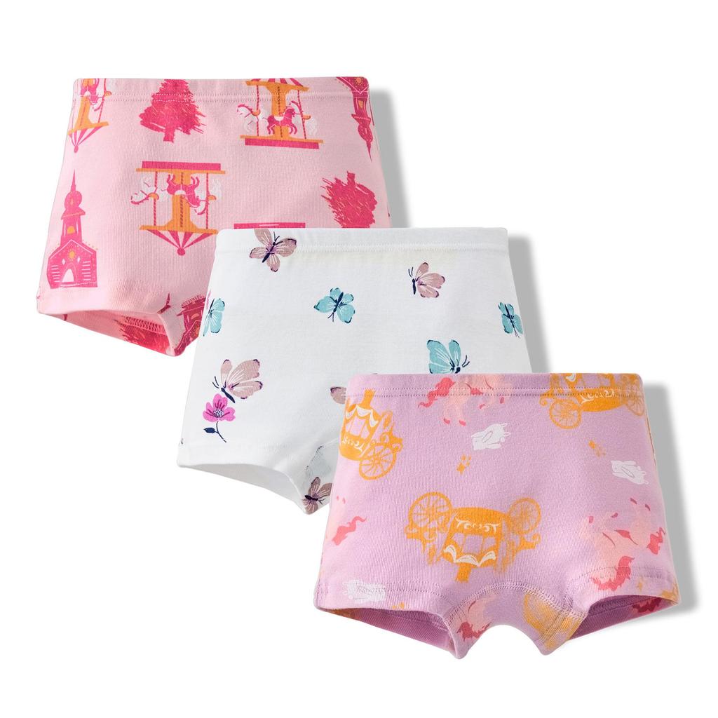 Girls' Pure Cotton Cartoon Boxer Briefs - Breathable School Shorts