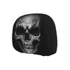 1Pc Black Skull Pattern Car Seat Cover Breathable Car Pillowcase New Car Headrest Cover  Halloween