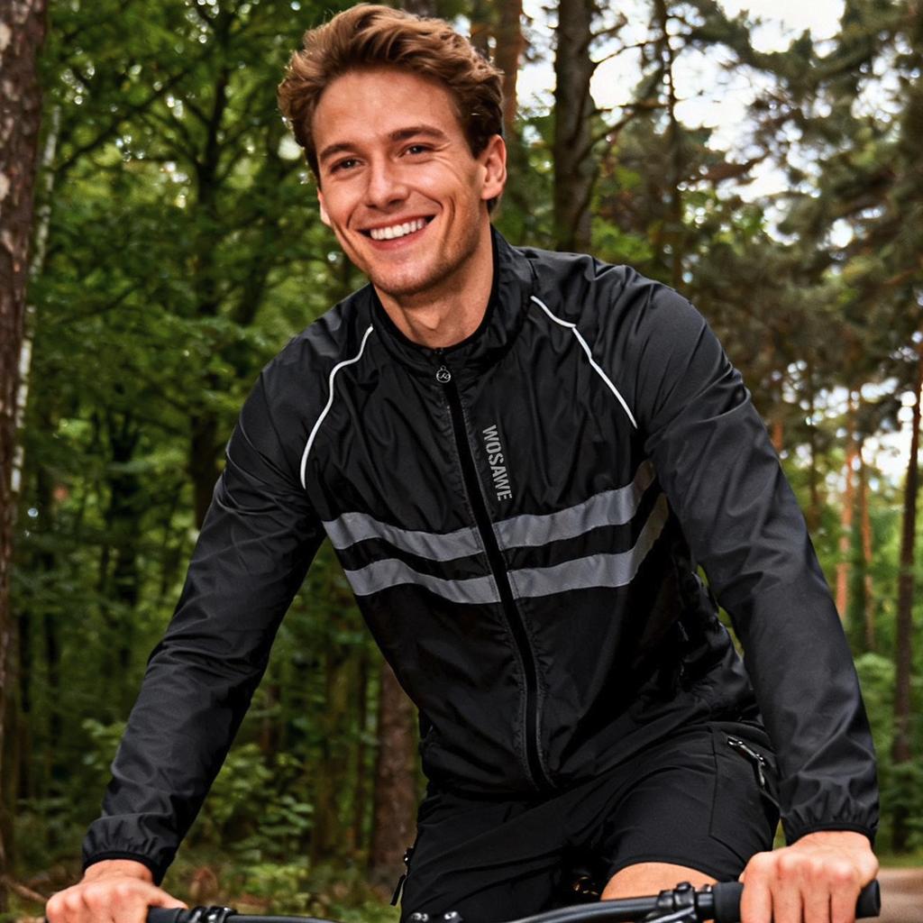 Wosawe Cycling Jackets Water Repellent Bike Windproof Windbreaker Reflective Bicycle Coat