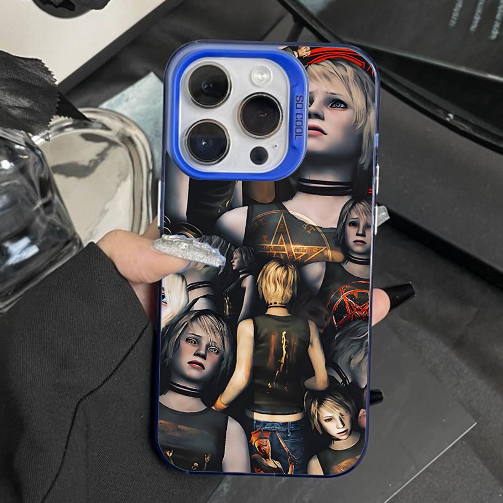 S-Silent Horror Hill Game Telefoonhoesje Voor iPhone 16,15,14,13,12,11,Pro,Max,Plus,Mini,XS,SE Anti Val Blauw Mat Hard Bumper