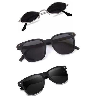 Sheomy Unisex Kombi-Angebot 3er-Pack Sonnenbrillen Quadratisch Rechteckig Retro Vintage Schmal Damen::Männer, WSC-039