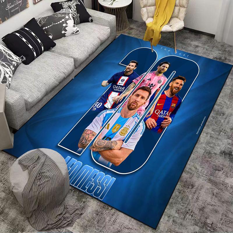 Soccer Star Print Carpet Designed Floor Mat, Suitable As a Non-slip Mat for the Living Room or Bedroom Sofa
