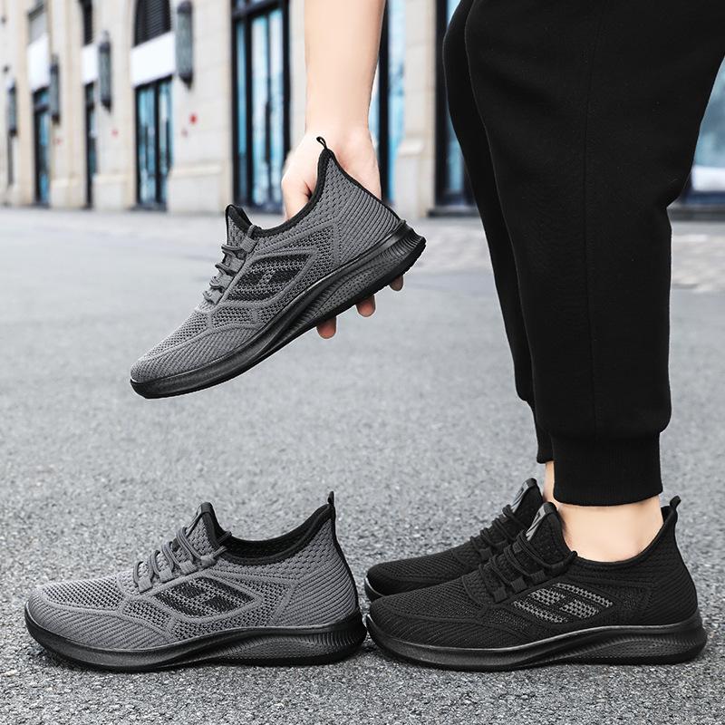 Men's Shoes, Sports Shoes, New Summer Breathable Running Shoes, Fly-woven Soft-soled Shoes, Men's Simple and Versatile Casual Shoes