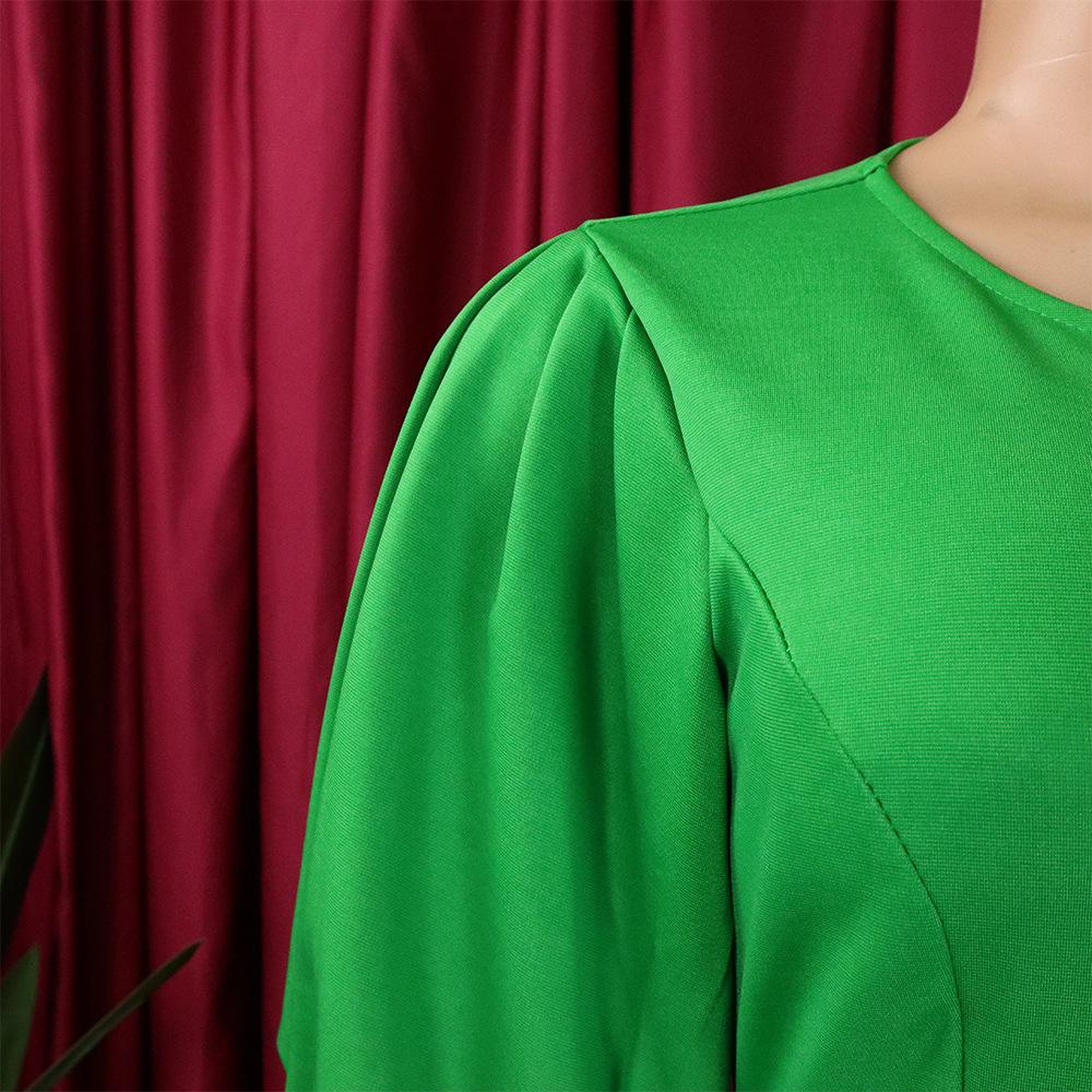 JKASHDK Damenmode Sommer Frühling Einfarbig Druck Übergröße 3/4 Ärmel O-Ausschnitt Mittlere Taille Freizeitkleider