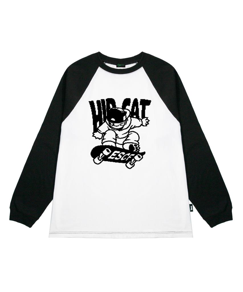 ESCAPEFROM Hip Cat Skateboard Print Long Sleeve Black