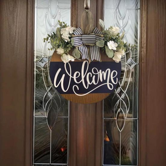 Bejárati Ajtó Üdvözlőtábla Házikó Rusztikus Kerek Fa Masni Betűk