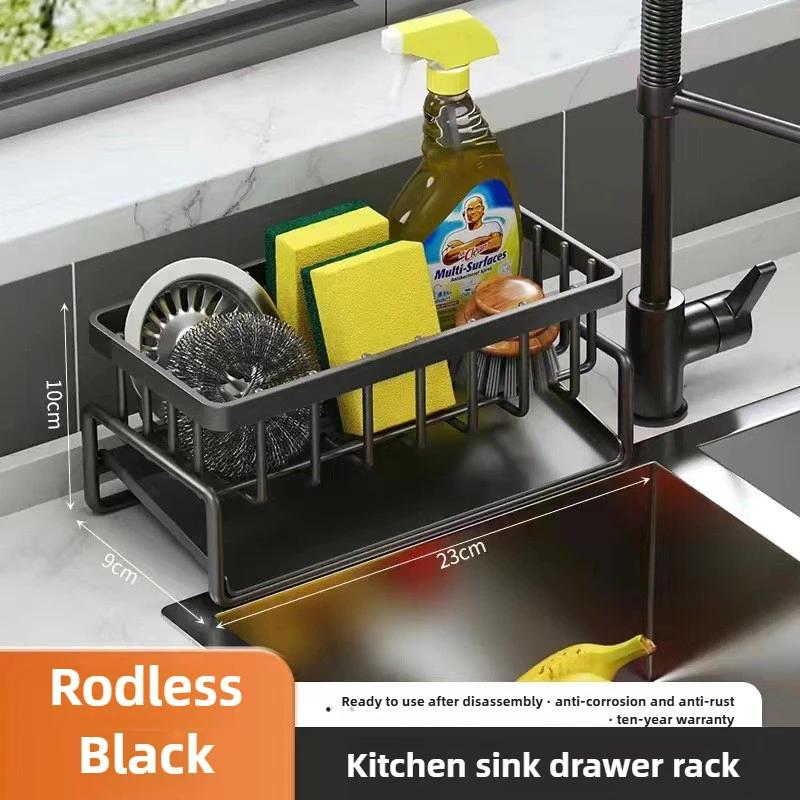 Carbon Steel Kitchen Sink Drain Drain Towel Rack Storage Rack Kitchen Accessories Rack Sponge Storage Faucet Bracket Soap