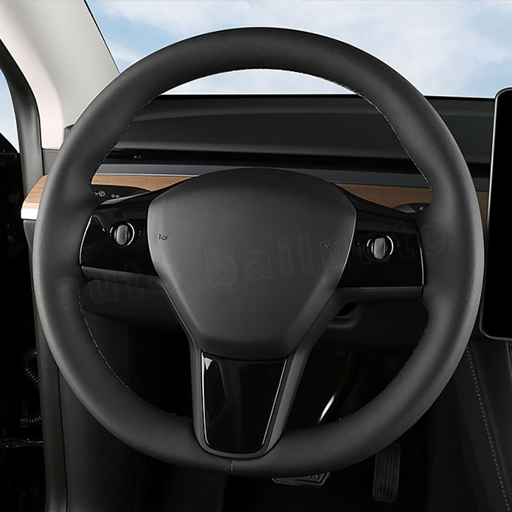 Tesla Suede Steering Wheel Cover All Season Universal Interior Tuning Accessories For Tesla Model 3 Y 2023 2022  -