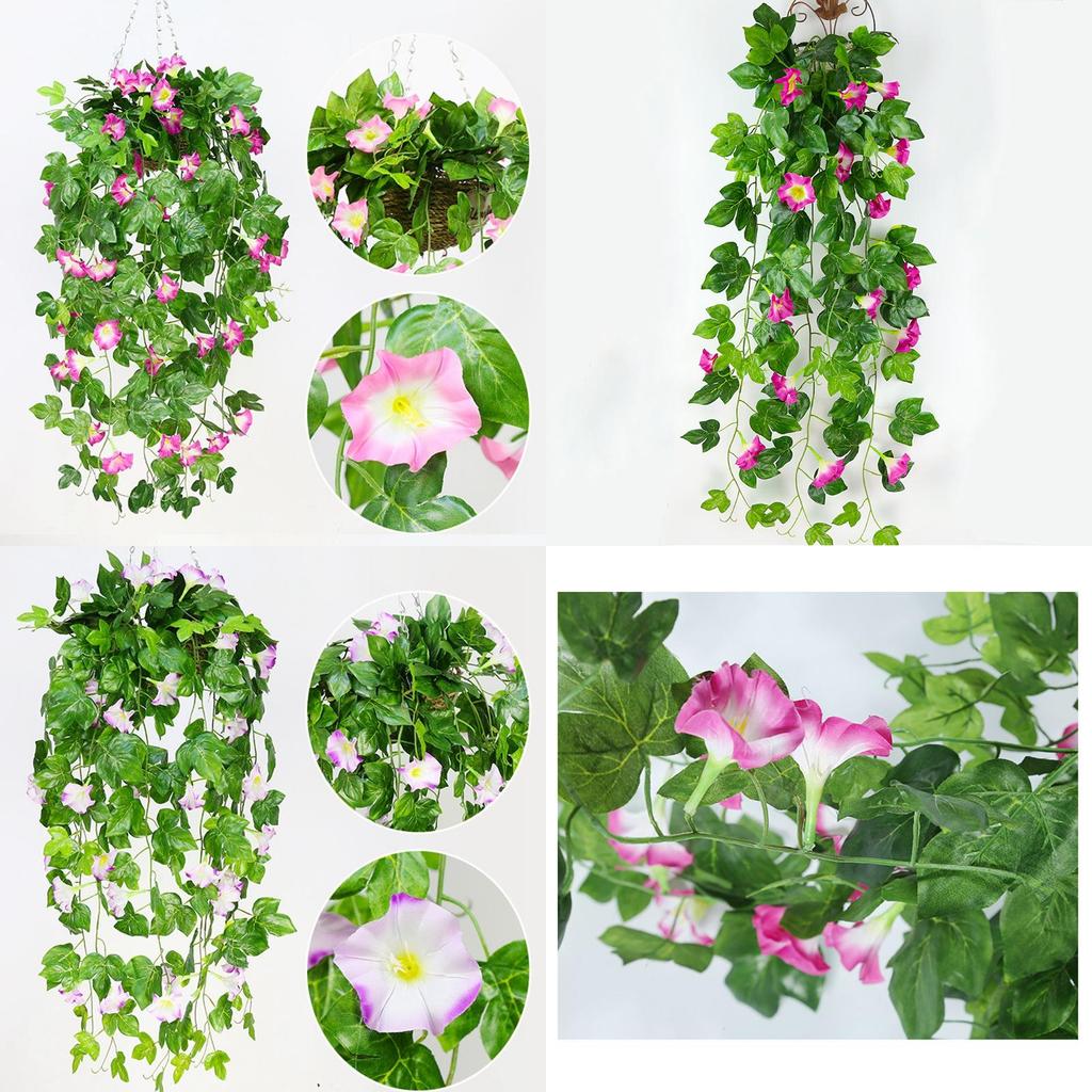 Charming Lifelike Silk Morning Glory Vine Perfect For Year-round Home Wall Decoration