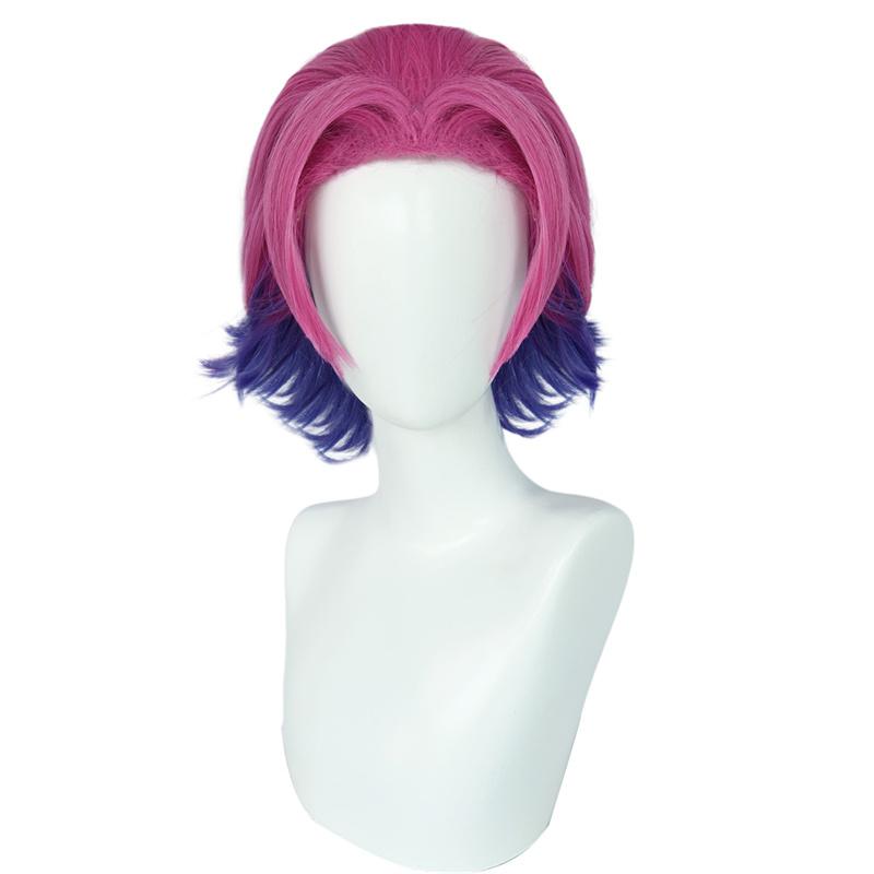Shieda Kayn Cosplay Wig LOL Heartsteel Shieda Kayn 30cm Red Mixed Purple Heat Resistant Synthetic Hair Game Anime Wigs + Wig Cap