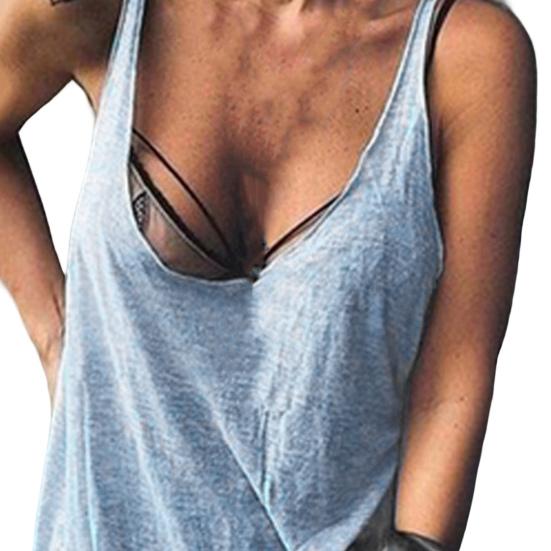 U-Ausschnitt ärmellose dünne Frauen Weste Dame lässig einfarbig lose T-Shirts