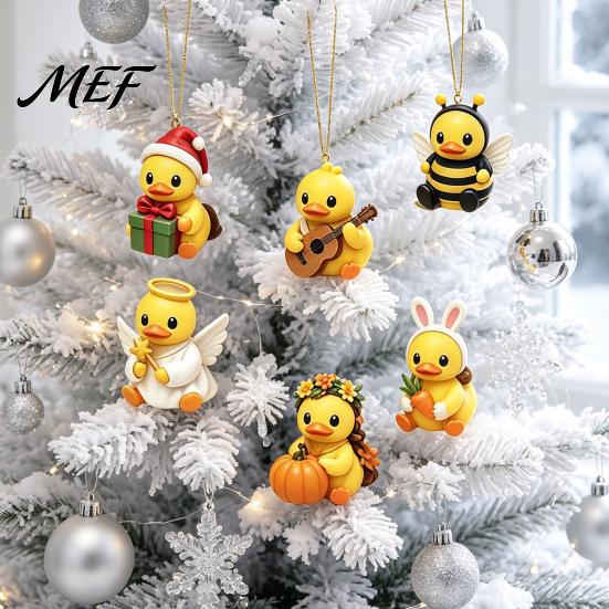 Festive Duck Themed Decor Advent Calendar, 24-Day Christmas Countdown Box with Cute Acrylic Interactive Holiday Morning Ritual Toy, Tree Hanging