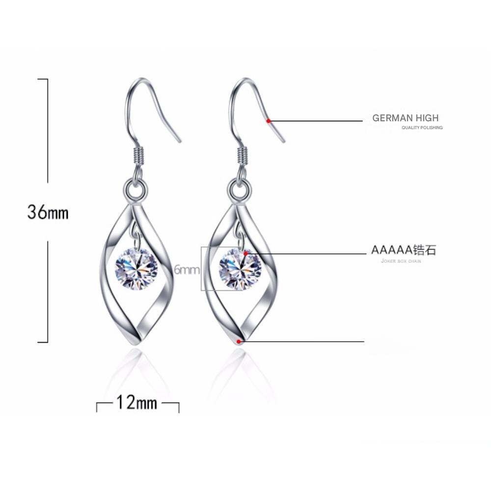 925 Sterling Zilveren Oorbellen Ingelegd Zirkonia Eenvoudige Hanger Oorbellen voor Vrouwen Valentijnsdag Jubileum Feest Verjaardagscadeau