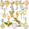 Original Charms Beads Copper Golden Leopard Firefly Butterfly Air Balloon Beads Fit Diy Bracelet Fine Jewelry