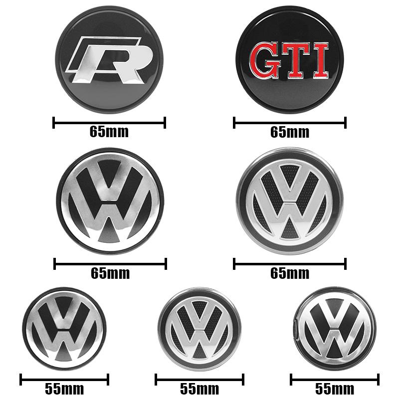CJOZW1 4Pc 55mm 65mm Car Wheel Center Cap Hub Covers Badge Accessories For Volkswagen VW R GTI Golf 6 7 Magotan Passat CC Touran Tiguan