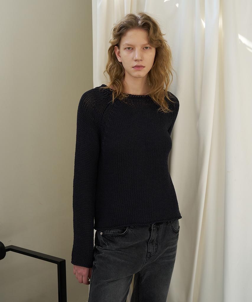 108Paundeu Grain Raglan Knit_Charcoal
