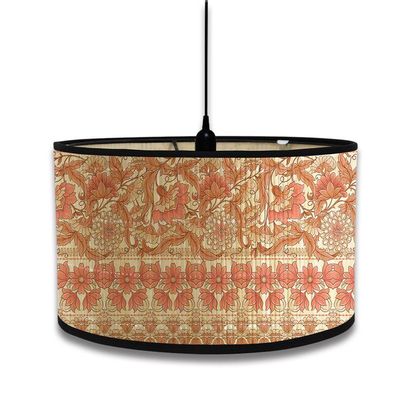 Nordic Style Green Plant Pattern Lamp Shade Bamboo Art Lampshade Cafe Chandelier Retro Homestay Room Decor Hanging Lamp Cover