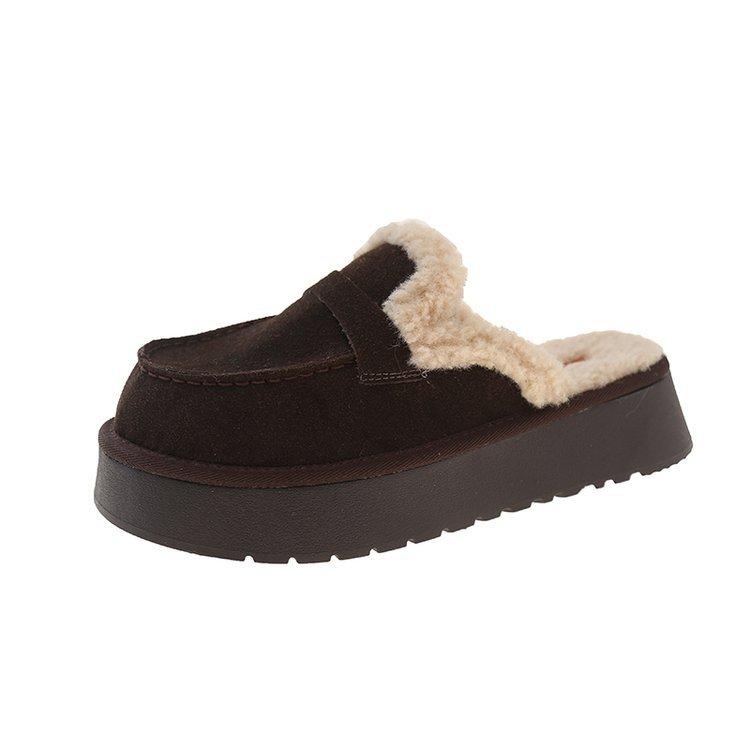 Women's Slippers Winter Cotton Casual Flats Platform Thick Bottom Comfortable Woolen Slippers Shoes for Women