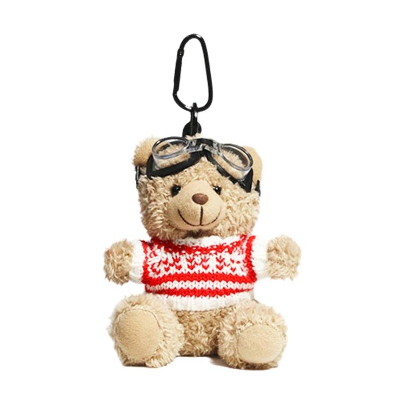 Portachiavi Orso Pilota Carino Ciondolo per Borsa e Chiavi Portachiavi Peluche Fascino per Telefono Decorazione Animale Personalizzata