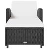 Sun Lounger with Cream Colored Cushion Poly Rattan In Black