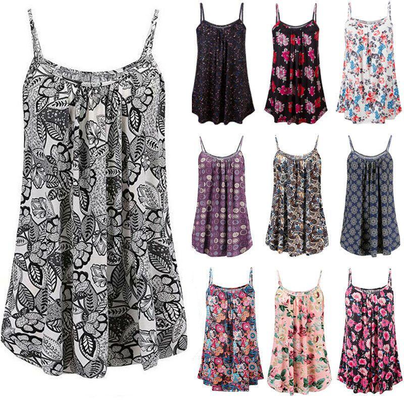 Elegante Damen Sommer Trägertops Cami Kleid mit Blumenprint für Strandausflüge