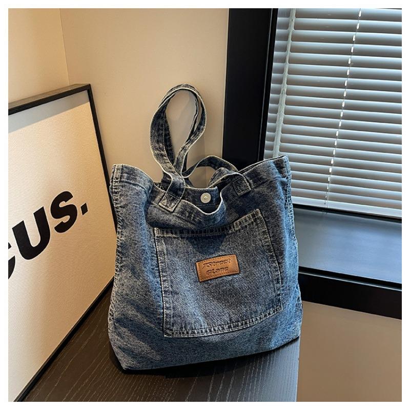 Lazy Wind Retro Denim Bag 2025 New Embossed Shoulder Tote Bag