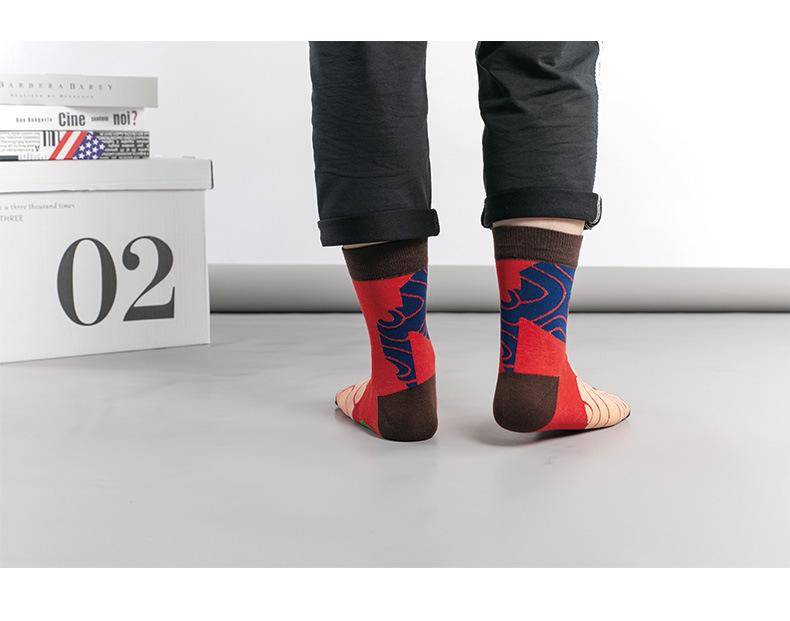 Trendy Mid-Tube Cartoon Bunte Herbst/Winter Sport Baumwollsocken für Herren und Damen