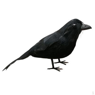 Simulation Black Crow Feather Artificial Bird Raven and Crafts For Decoration - Black, 16cm