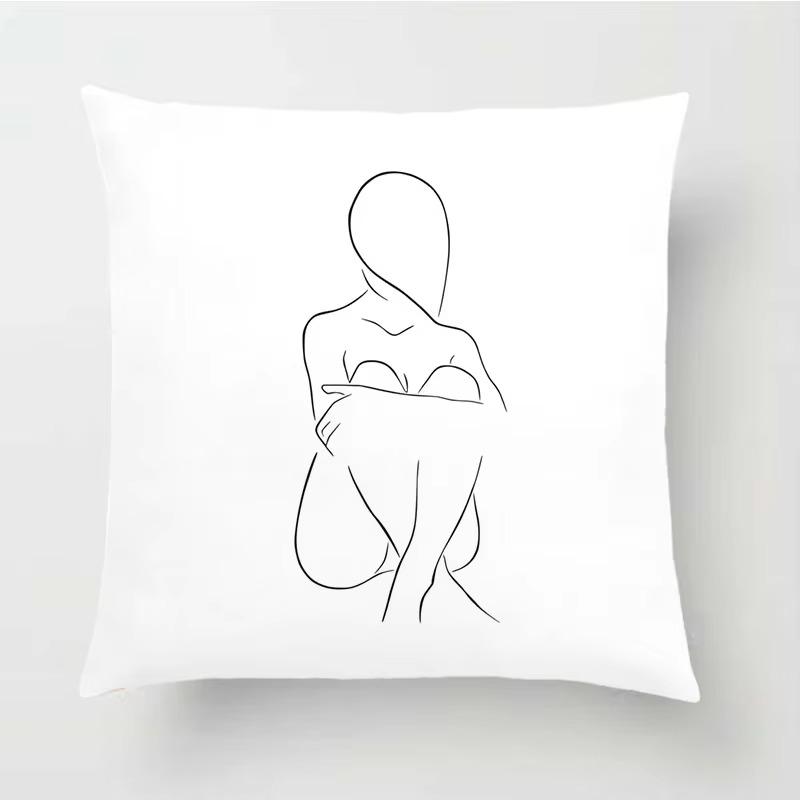 Abstrakte Frauen Kissenbezug Nordische Strichzeichnung Kissenbezug Gelbes Mädchen Schlafzimmer Stuhl Sofa Kissenhülle Heimdeko Kissenbezug