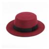 Klassische einfarbige Damen-Fedora-Hüte Flache Krone Breiter Rand Eleganter Bowler Filz Atmungsaktive Kleiderkappen