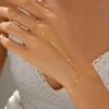 Fashion Crystal Hand Chain Bracelet Ring For Women Girl Simple Gold Color Handmade Link Chains Connecting Bracelets Hand Jewelry