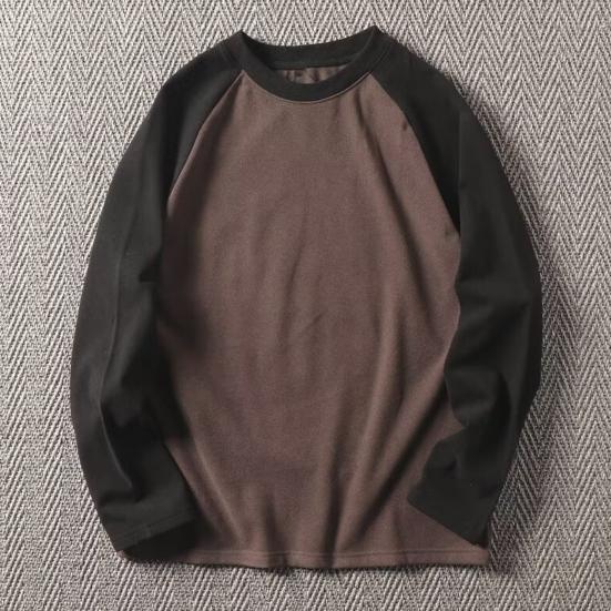 Men Patchwork Sweatshirt Oversized Pullovers Round Neck Classic Autumn Winter Soft Warm Loose Casual Top Streetwear