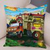 Pillowcase Happy Camper Cartoon House Travel Car Cushion Cover Sofa Home Super Soft
