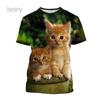 New Summer 3D Cute Animal Cats Printing T Shirt Children Fashion Kawaii Tee Shirts Unisex Harajuku Short Sleeves Funny Clothing
