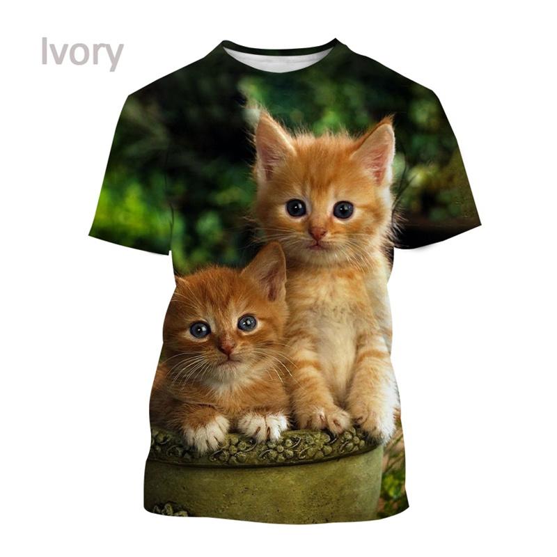 New Summer 3D Cute Animal Cats Printing T Shirt Children Fashion Kawaii Tee Shirts Unisex Harajuku Short Sleeves Funny Clothing