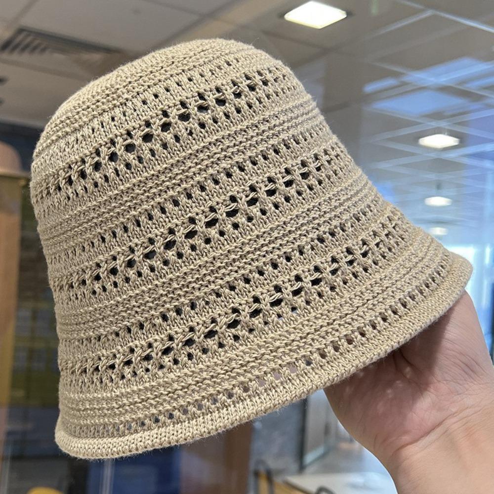 Temperament Straw Sun Hat Sweet Sun Protection Cap Sunscreen Knitted Bucket Hat Outdoor KTB