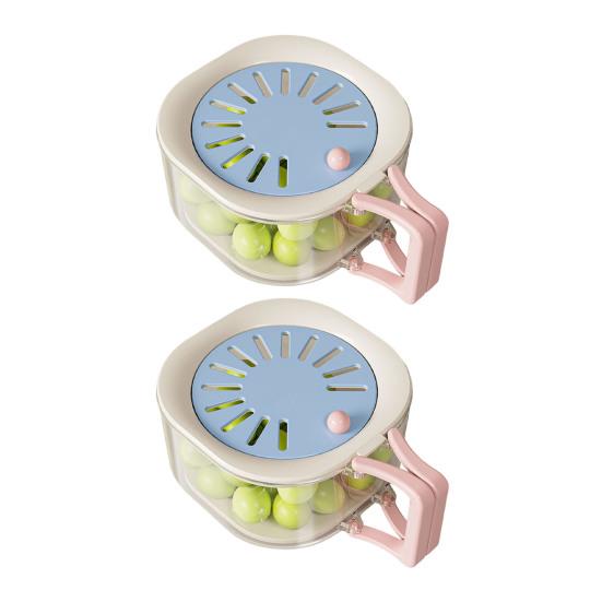 2 Pièces Panier 2-en-1 pour Égouttage et Conservation Panier à Fruits Panier à Légumes pour Laver et Égoutter Panier à Fruits avec Couvercle Passoire Poignée Pliable pour la Cuisine
