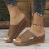 Zomer Zachte Platform Slippers Dames 2025 Mode Peep Toe Sleehakken Flip Flops Vrouw Licht Middelhoge Hak Antislip Strand Schoenen Slides