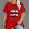 Plus Size 7XL Christmas T Shirts Women's Cartoon Santa Claus Print Tops Tees Short Sleeve O-Neck Casual Party Clothing Oversized Ladies Tops