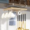 GOENDR Cutting Board Stand, Under-Cabinet Cutting Board Holder, Floating Cutting Board Storage, Kitchen Tool Storage, Under-Cabinet Paper Holder, Hang